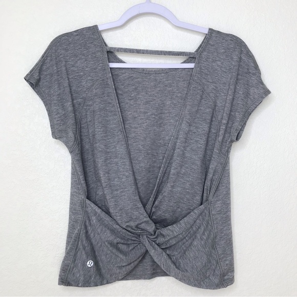 LULULEMON Twist Back Tee Heathered Core Medium Gray - Picture 7 of 10
